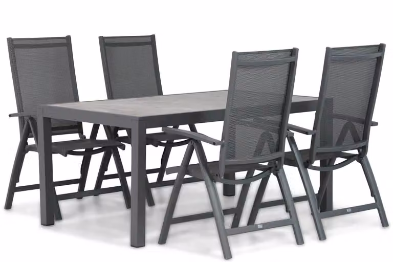Presto Vasto/Residence 5-delige moderne tuinset met keramische tafel en aluminium stoelen, antraciet/grijs, Breedte: 164 cm