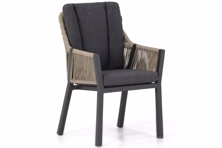 Lifestyle Garden Furniture Verona tuinstoel met armleunnen in taupe en beige/grijs met aluminium onderstel