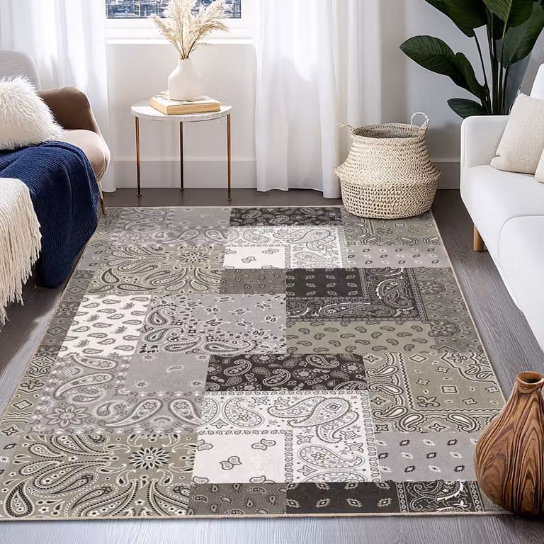 Mila Home - Wasbaar Rechthoekig Vloerkleed met Antislip - Patchwork - Voor Woonkamer, Slaapkamer, Keuken & Hal
