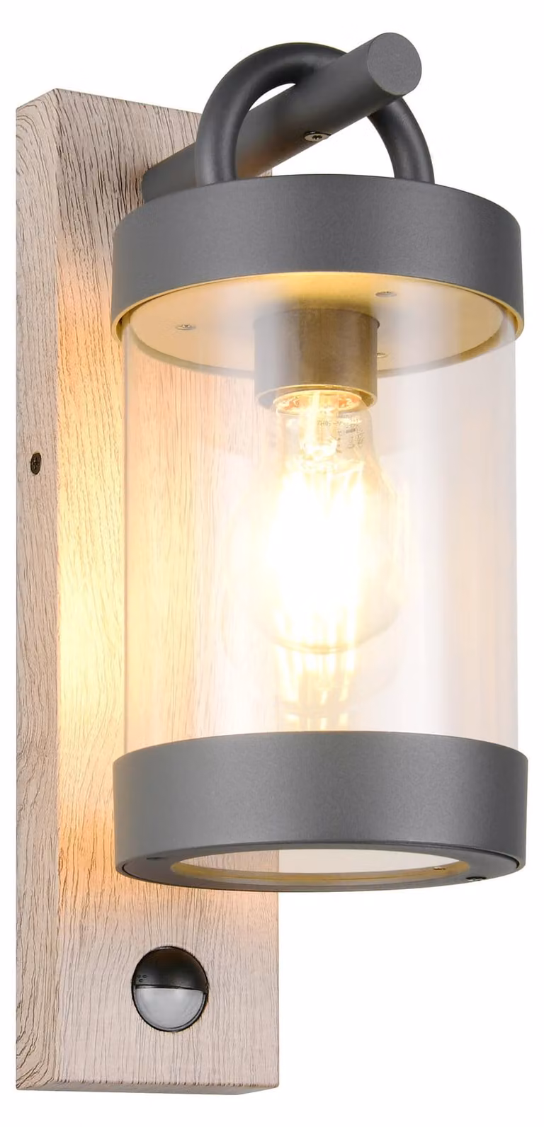 Trio Wandlamp Sambesi voor buiten met bewegingssensor, bruin/grijs, H 33 x B 13 x D 19 cm