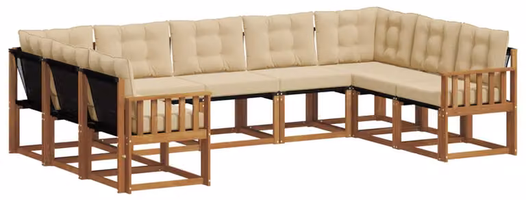 vidaXL Tuinset voor 9 personen, modern design, natuurlijke en beige kleuren