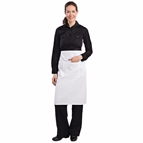 Wit Bistro Schort van Polycotton voor Professionals in de Keuken en Catering