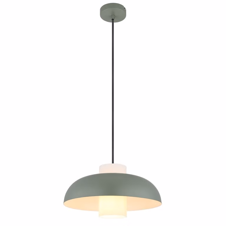 Globo Moderne hanglamp Lowe groen, rond, metaal en glas, Ø 38 cm