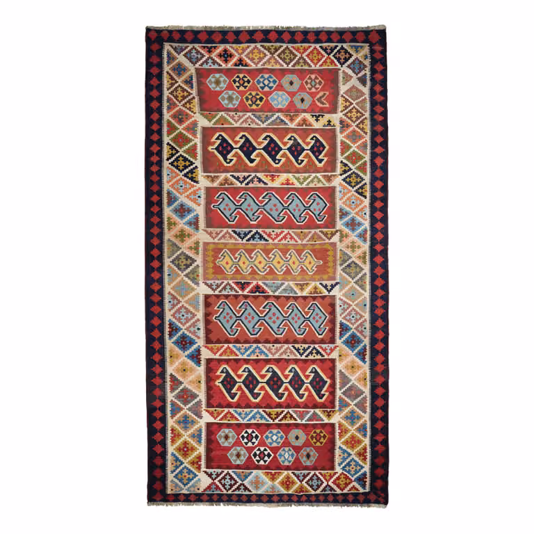 home24 Kelim Gashgai laagpolig vloerkleed multicolor wol B: 162 cm, L: 318 cm