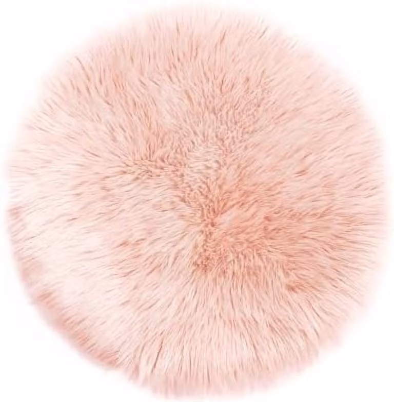 Rond Schapenvacht Tapijt van Imitatiebont in het Roze, Diameter: 160 cm