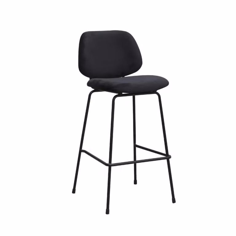 Label51 Barkruk Bello - Zwart - Fluweel - Hoog