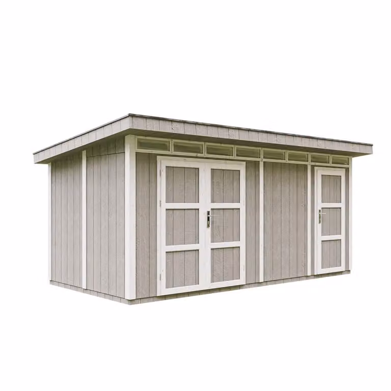 TIMBELA M905C Tuinhuis met vloer en bitumentegels, Tundra Grey, B/D/H: 530 x 279 x 237 cm
