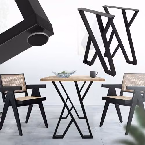 ML-Design 2 stuks X-vorm tafelonderstellen, zwart gepoedercoat staal, Breedte: 50 cm, Hoogte: 71 cm