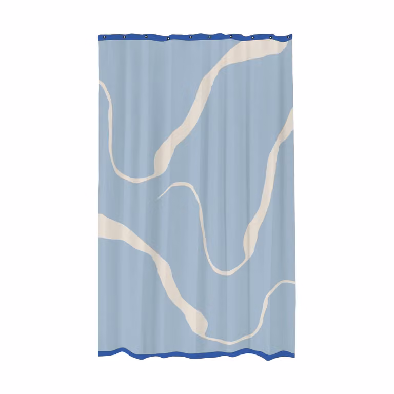 Mette Ditmer Nova Arte douchegordijn - Light blue-off-white - B: 150 cm, H: 200 cm