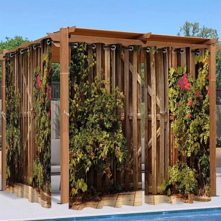 3D-tuinpoort Weerbestendig Verduisteringsgordijn voor Tuin en Terras, 2 stuks, B/D/H: 132 x 213 cm