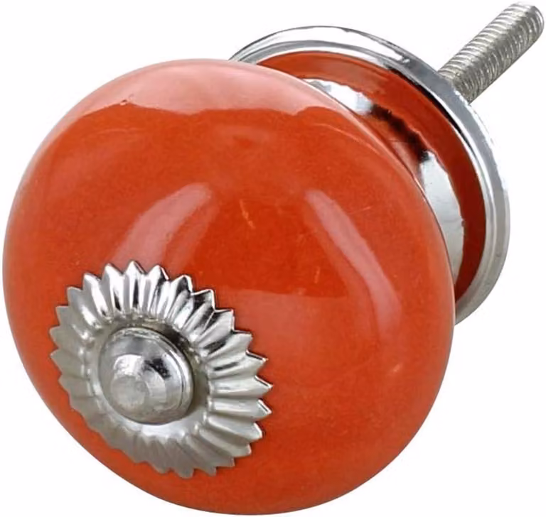 Oranje Keramische Knop Meubelgreep in Vintage Stijl met 38 mm Diameter