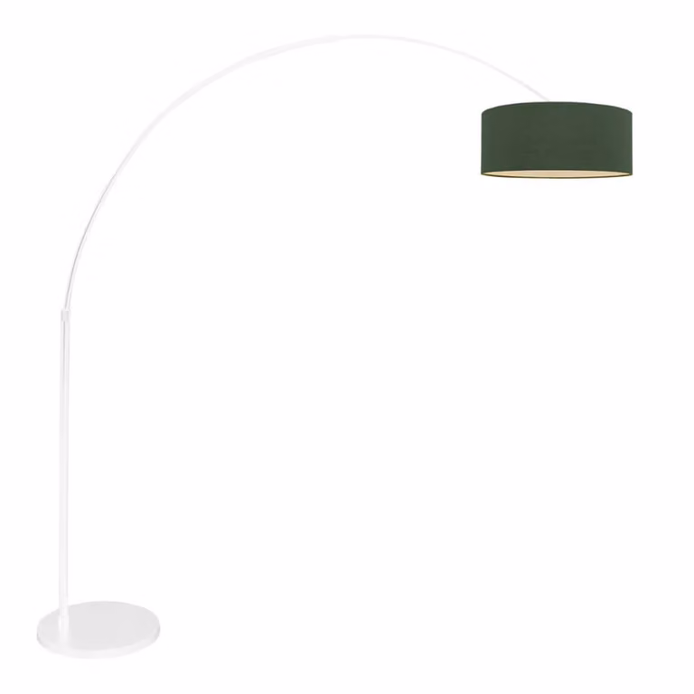 Steinhauer Sparkled booglamp met groene velvet kap en wit metalen voet, B/D/H: 190 x 230 x 50 cm