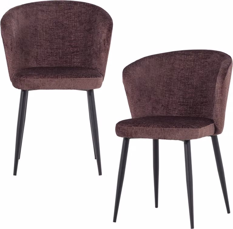 WOOOD Luse Eetkamerstoel met armleuningen - Velvet - Paars - Set van 2