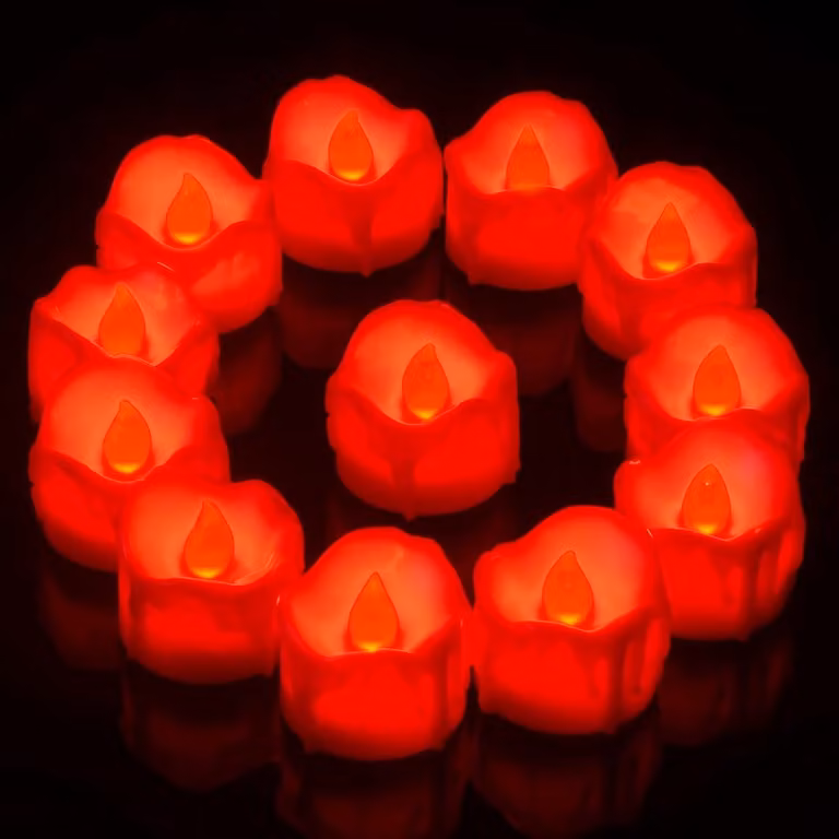 SnelShoppen 12-Pack Rode LED Theelichtjes met Timer en Flikkerend Effect