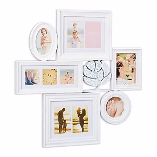 Relaxdays Fotolijst Collage voor 10 foto's, Wit, 70,5 x 70,5 cm