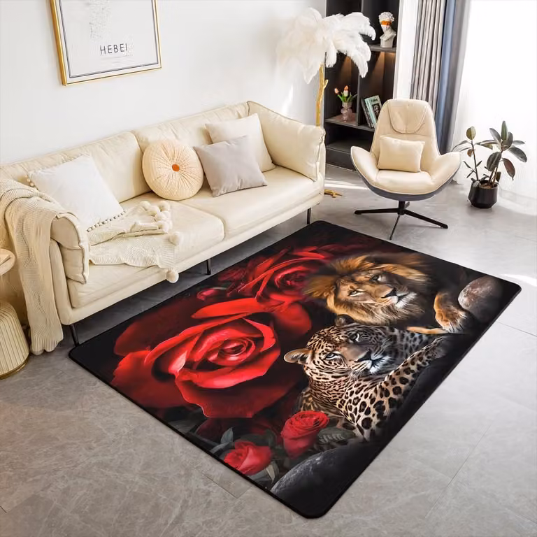 Zacht en duurzaam vloerkleed met roze luipaardprint en cheetah patroon van polyester