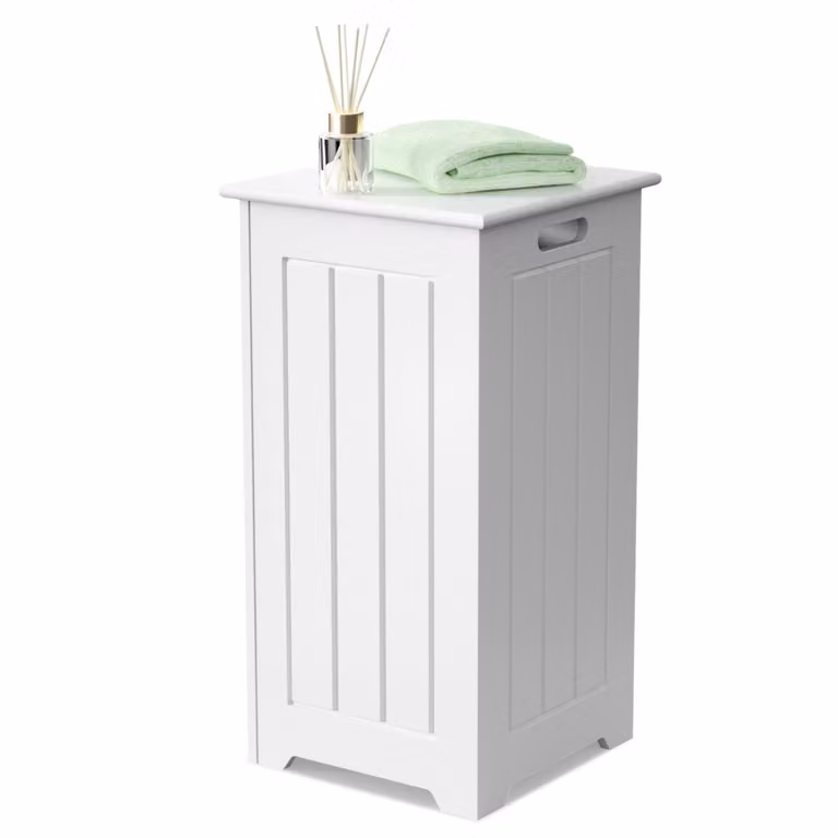 Costway Wasmand met Bovendeksel en Opslagmogelijkheden, Moderne Wasmandkast voor Badkamer en Woonkamer, Wit