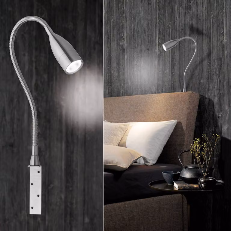 Fischer & Honsel Sten LED-wandlamp, dimbaar, grijs/zilver, aluminium en metaal, modern design voor de slaapkamer
