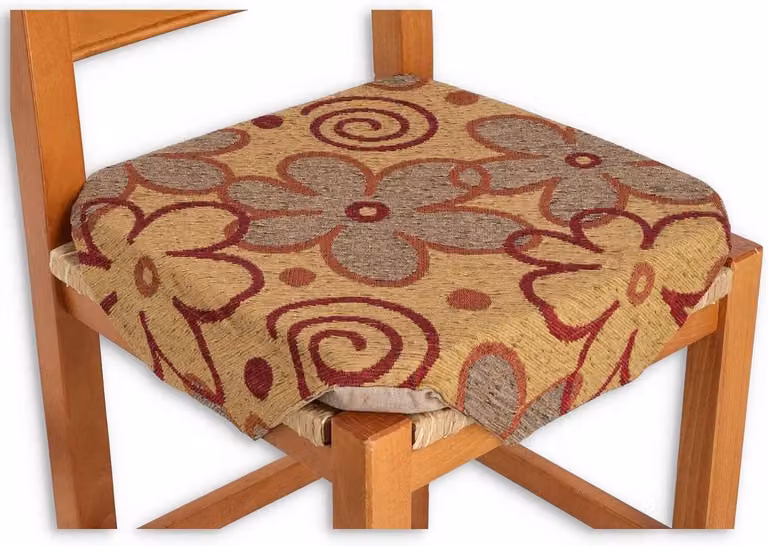 Bruin Stoelkussen met Kleppen en Jacquard Bloemendessin - 38 x 38 cm