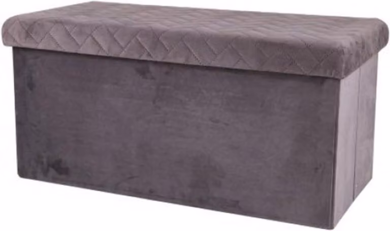Urban Living Hocker bank - Poef XXL met opbergbox - Donkergrijs - B/D/H: 76 x 38 x 38 cm