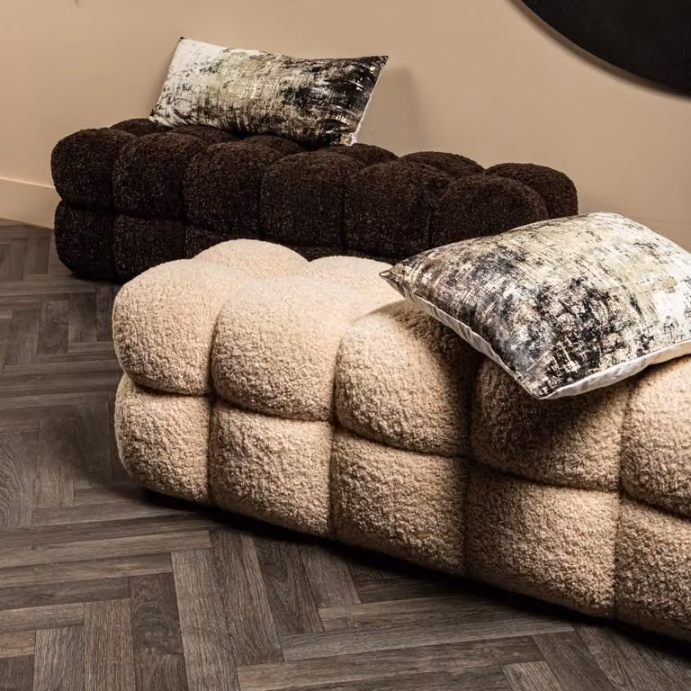 PTMD Teddy bank in beige met boucle stof