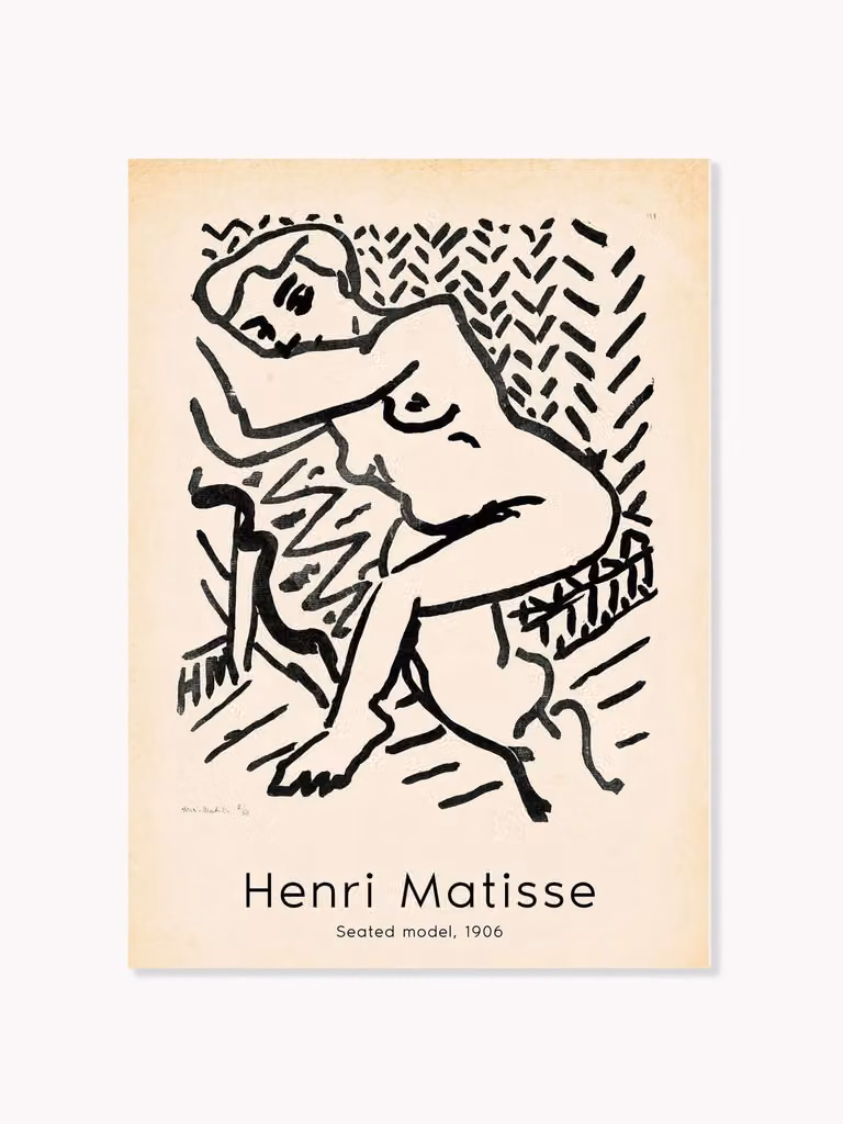 Poster Henri Matisse - Seated Model met lijst