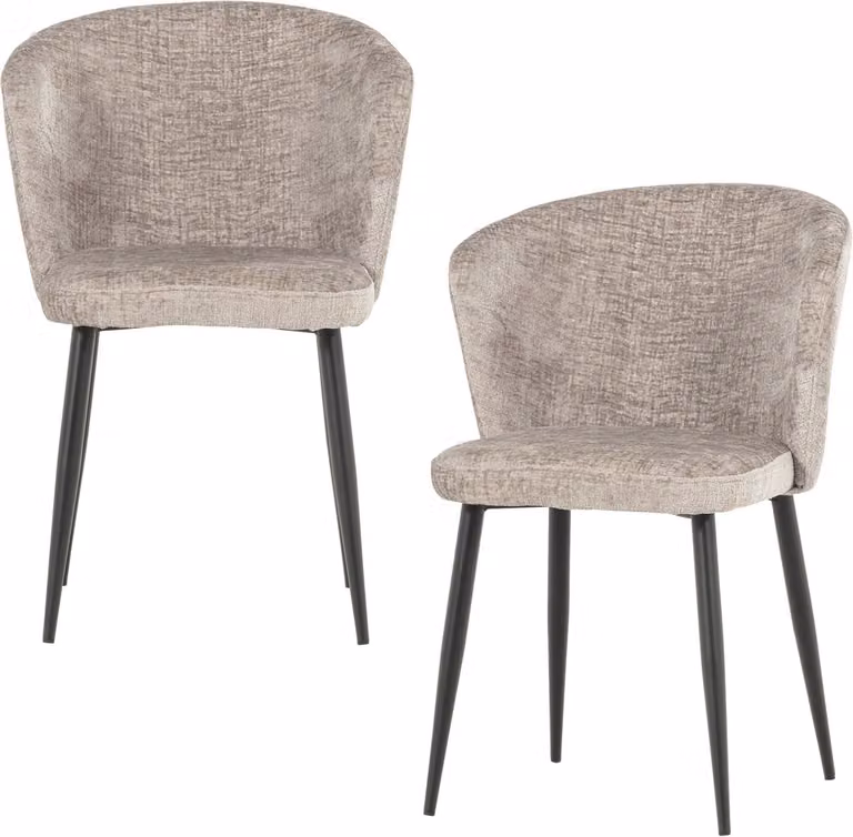 WOOOD Luse Eetkamerstoel met armleuningen - Velvet - Beige - Set van 2