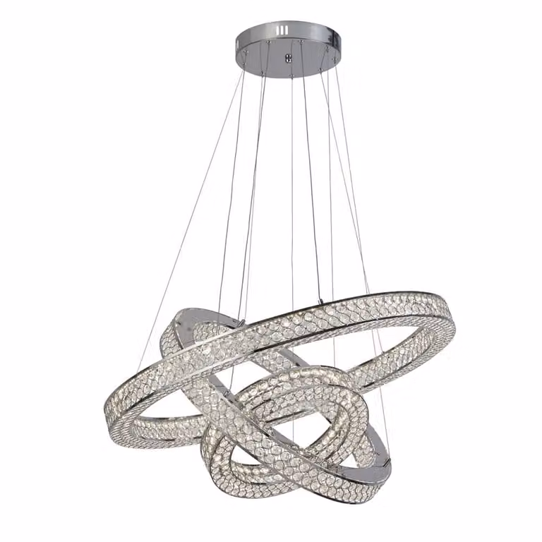 Searchlight Hanglamp Bands Kristal in Chrome en Transparant