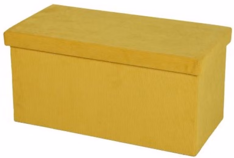 Urban Living Hocker bank - Poef XXL met opbergbox - Geel - B/D/H: 76 x 38 x 38 cm