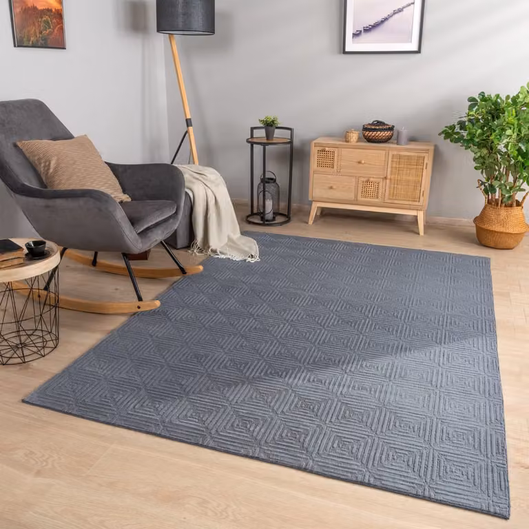 TT Home Woonkamertapijt Geometrisch Skandi Boho Polyester Antraciet B/D: 120 x 160 cm