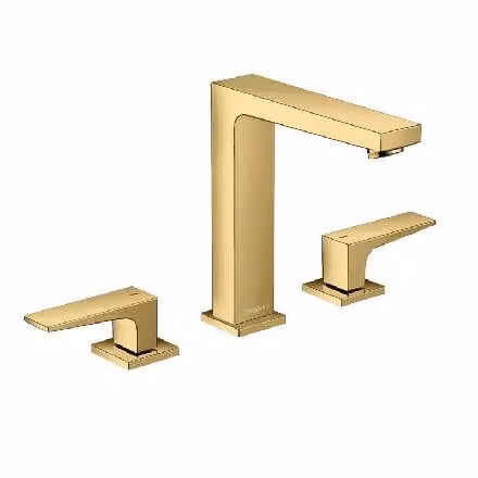 Hansgrohe Metropol drietalige wastafelmengkraan met push-open afvoer, gepolijst goud