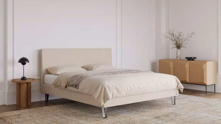 BRUNO Classic bed beige met matras en lattenbodem B/D: 160 x 200 cm