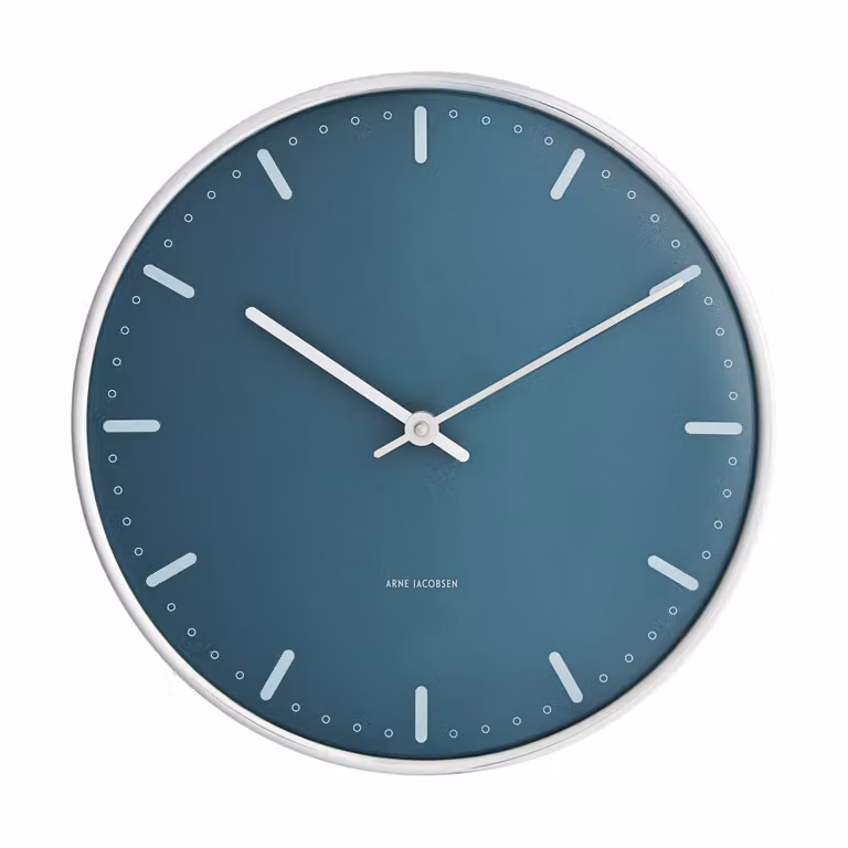 Arne Jacobsen Clocks City Hall wandklok Blauw, Ø21 cm