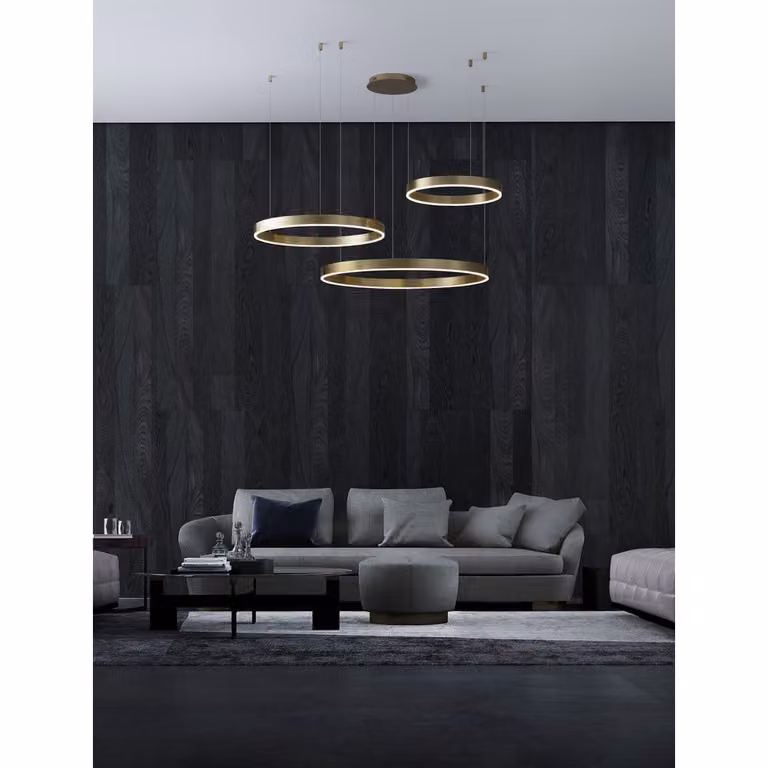 Lyora Hanglamp Motif goud/brass en zwart met ring ontwerp