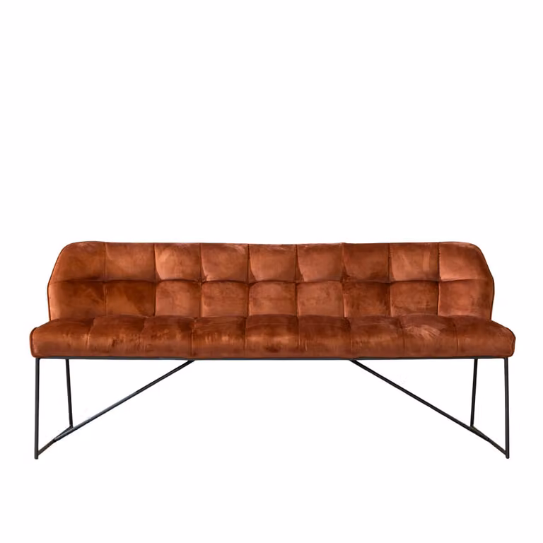 Bronx71 Velvet eetkamerbank Janna, Oranje, Breedte: 185 cm