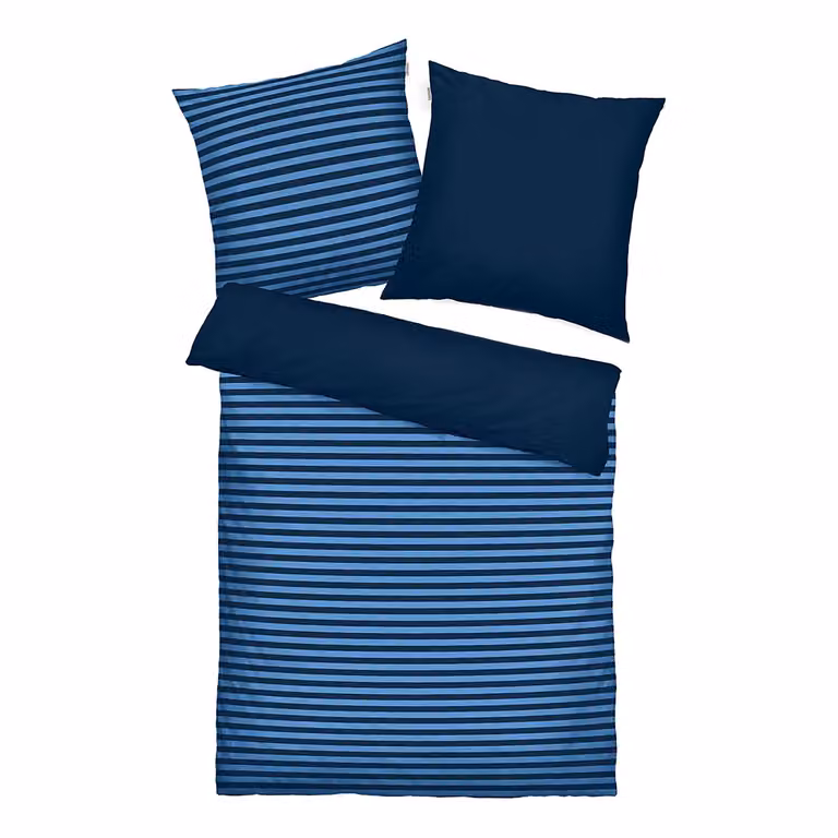 home24 Beddengoed set met kussen blauw/lichtblauw/donkerblauw, B/D: 135 x 200 cm, Kussen: 80 x 80 cm