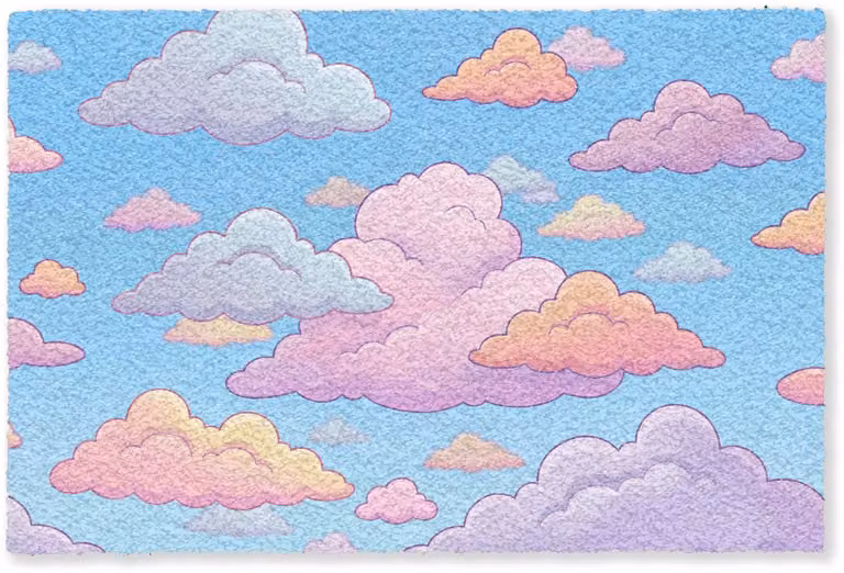 MuchoWow Deurmat Wolk Lucht Natuur Pastel Illustratie - B/D: 180 x 120 cm