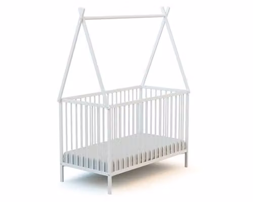 Webaby Houten tipi bed met spijlen en verstelbare lattenbodem Wit B/D/H: 120 x 60 cm
