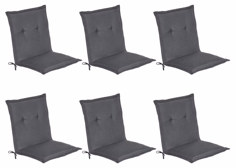 Beautissu 6-delige set lage rugleuning kussens Loft NL, grafietgrijs, B/D/H: 100 x 50 x 6 cm