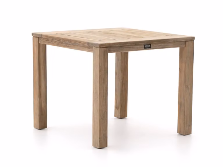 ROUGH Furniture Tuineettafel ROUGH Vierkant Teakhout Bruin/Grijs B/D/H: 90 x 90 x 76 cm