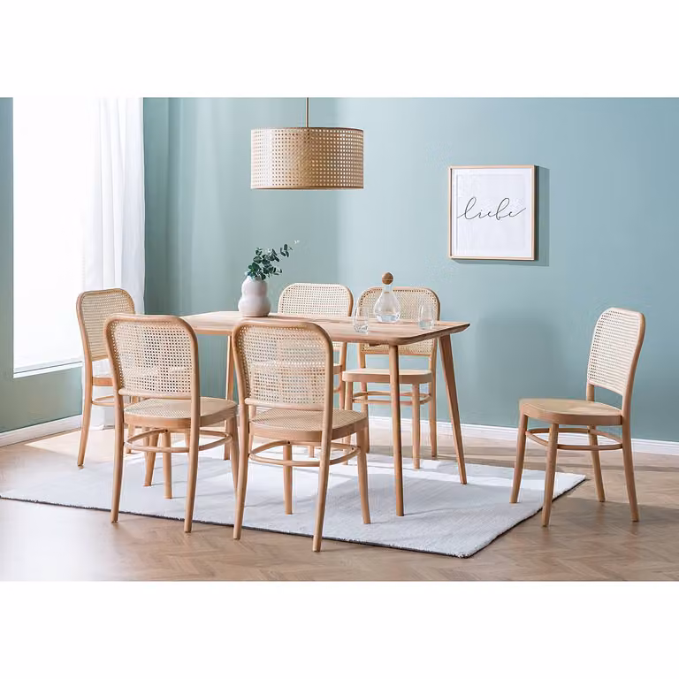 home24 Houten eettafel Scandinavisch design, Bruin/Beuk, B: 140 cm, D: 75 cm, H: 80 cm