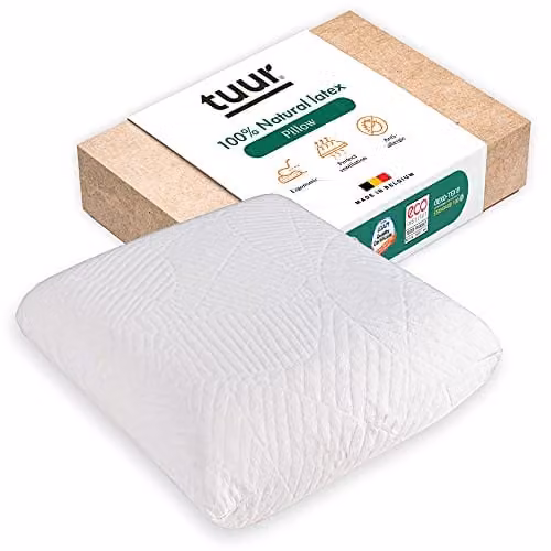 Tuur Ergonomisch Hoofdkussen van 100% Natuurlatex met Biokatoen en Viscose Hoes - B/D/H: 60 x 60 x 15 cm