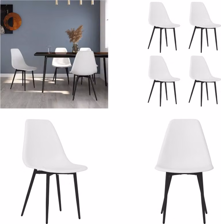 vidaXL Set van 4 Eetkamerstoelen in Wit PP