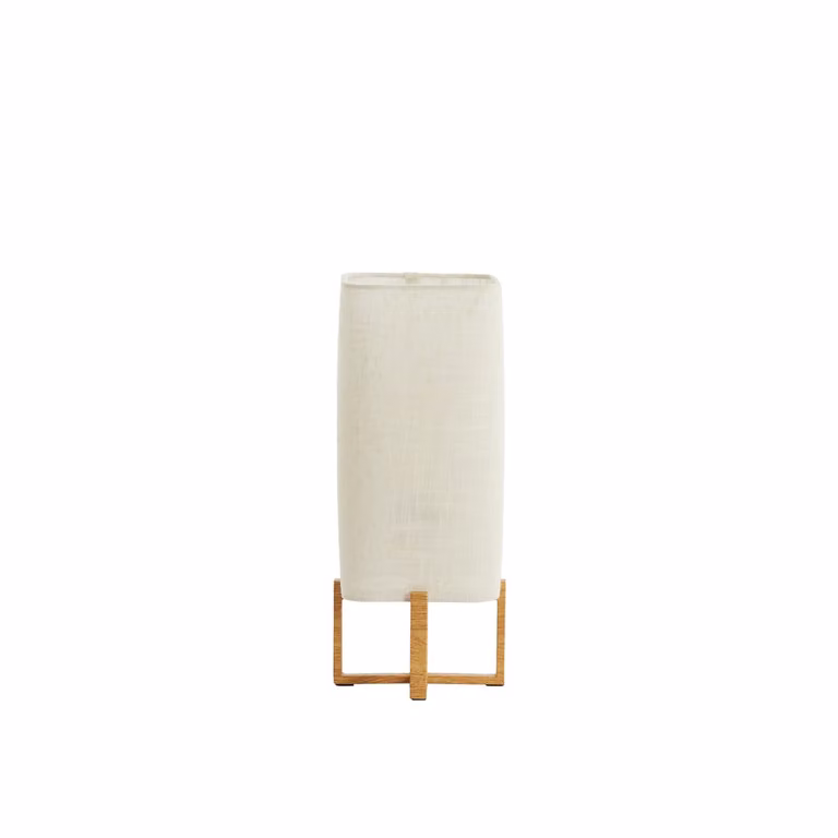 Light & Living Tafellamp Wyn Beige met Textiel en Houtlook, Hoogte: 39 cm