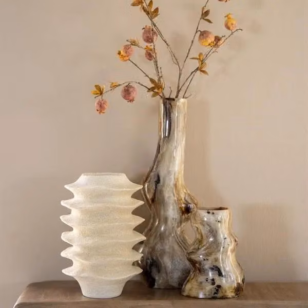 By-Boo Vaas Stonea Marmerlook, Bruin, Hoogte: 59 cm