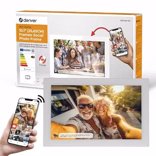 Denver Digitale Fotolijst Frameo PFF-1037 Wit, 10,1 Inch IPS-touchscreen, 16 GB