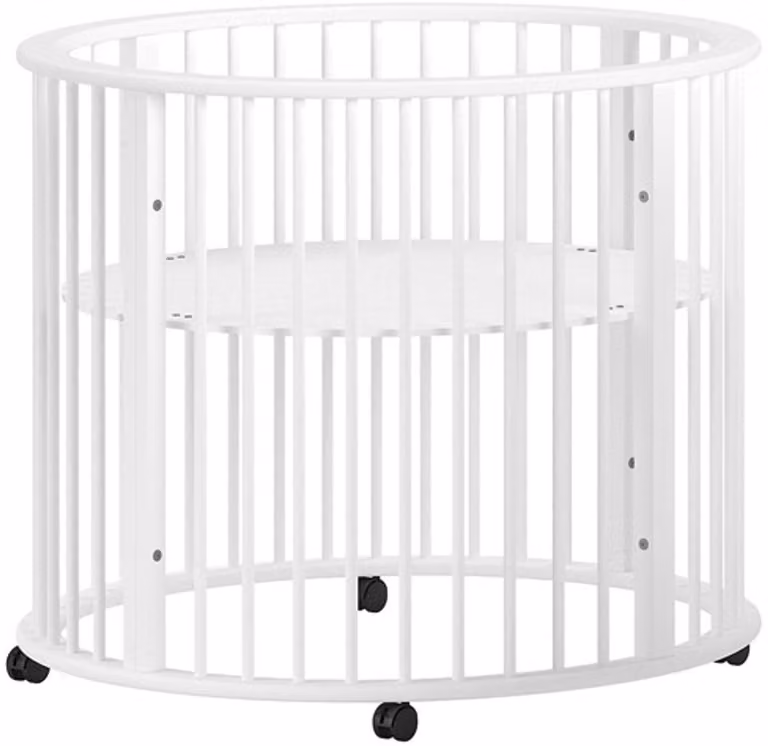 Vipack Babypark Dino Verstelbaar Eenpersoons Bed - Wit Beukenhout - Ø 90 cm