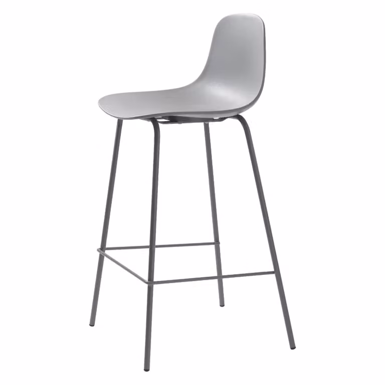 Set van 2 Nest of Nora Zoey barstoelen met rugleuning en metalen frame - Grijs