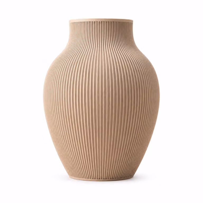 Geribbelde decoratieve vaas met 3D-print voor droogbloemen