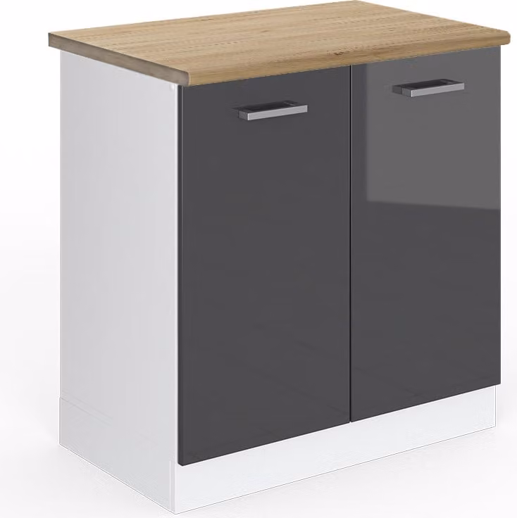 Vicco R-Line Wastafelkast Antraciet Hoogglans met Eiken Wastelook, Model 46973, Breedte: 81,6 cm